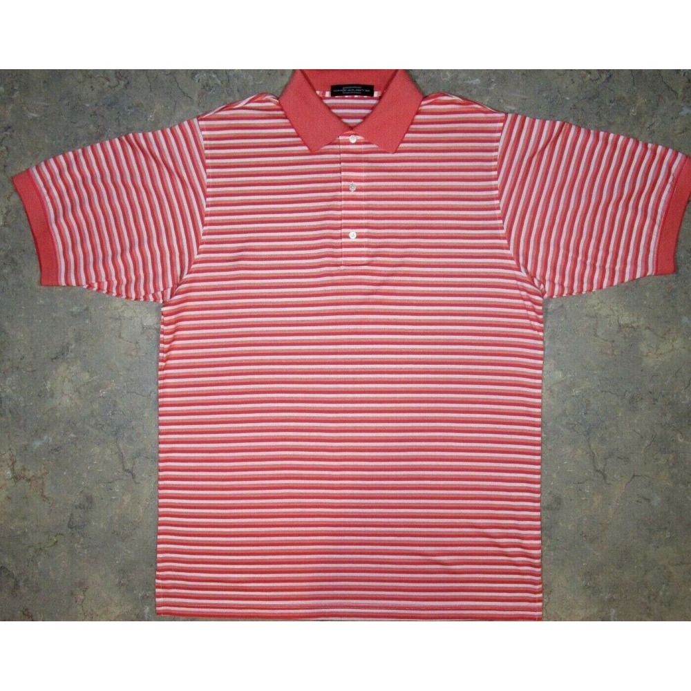 Golf Polo SS Short Sleeve Shirt Carnoustie stripe red Sz Large mens